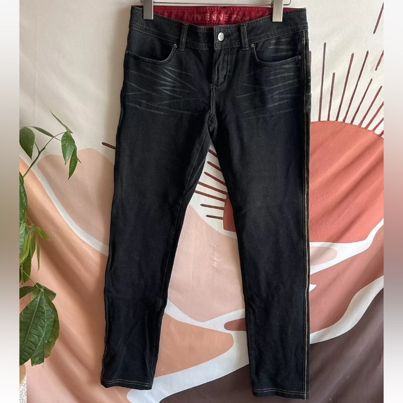 Y2K Vivienne Tam Black Butterfly Embroidered Jeans Pants Size 28 - Picture 1 of 8